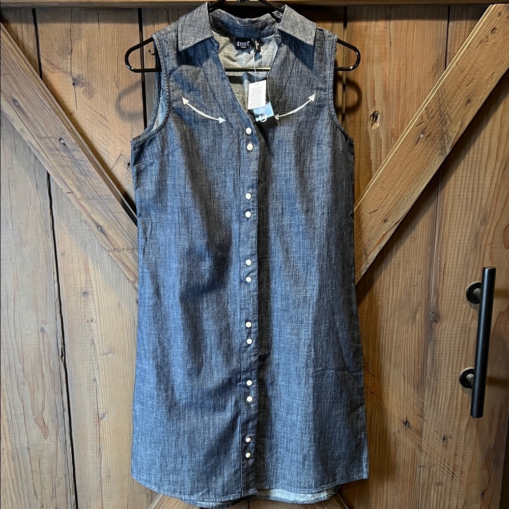 Cruel Girl Cruel Denim Pearl Snap Ladies Chambray Sleeveless Dress Size M